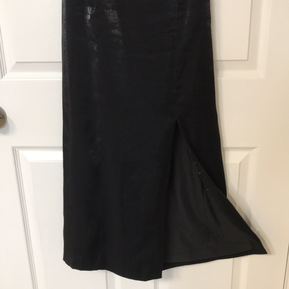 Vintage Black / Charcoal Silver Metallic Maxi Dress; Shimmery; Cutout Back; Sz 2 - Picture 6 of 16